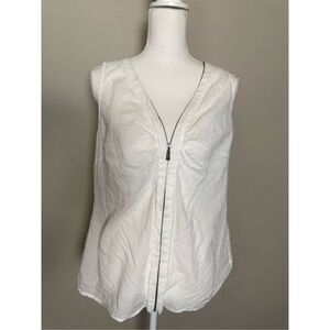 Laundry by Shelli Segal Silk Blend Zip Tank Top White 12